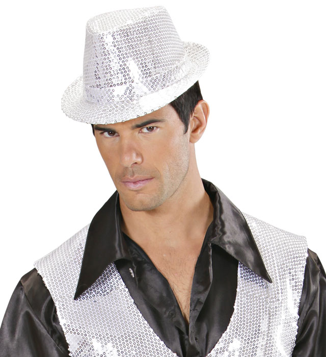 Palarie Fedora Paiete Argintii
