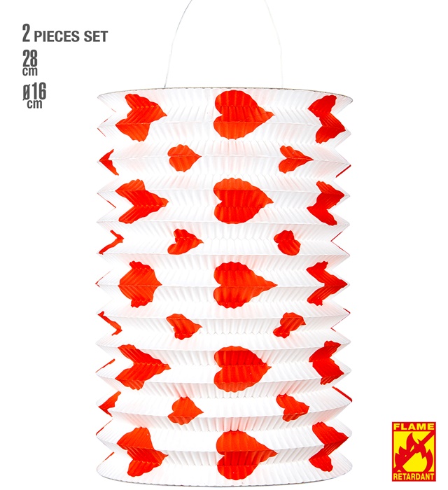 Lampion Hartie Inimi 2 buc