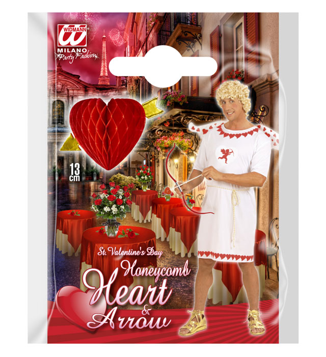 Decor Hartie Inima Cu Sageata 13 cm