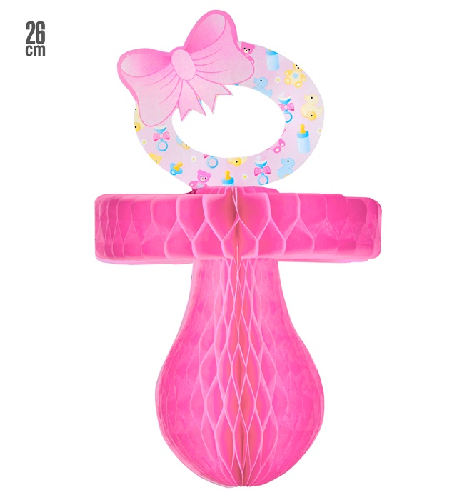 Decor Suzeta Roz Hartie 26 cm