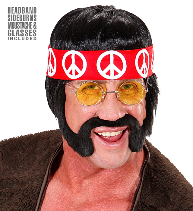Peruca Hippie Bruneta Barbat