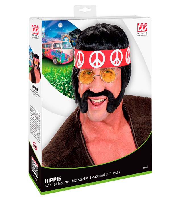 Peruca Hippie Bruneta Barbat