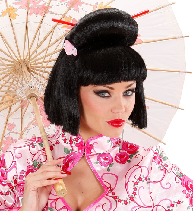 Peruca Geisha Bruneta Chopsticks